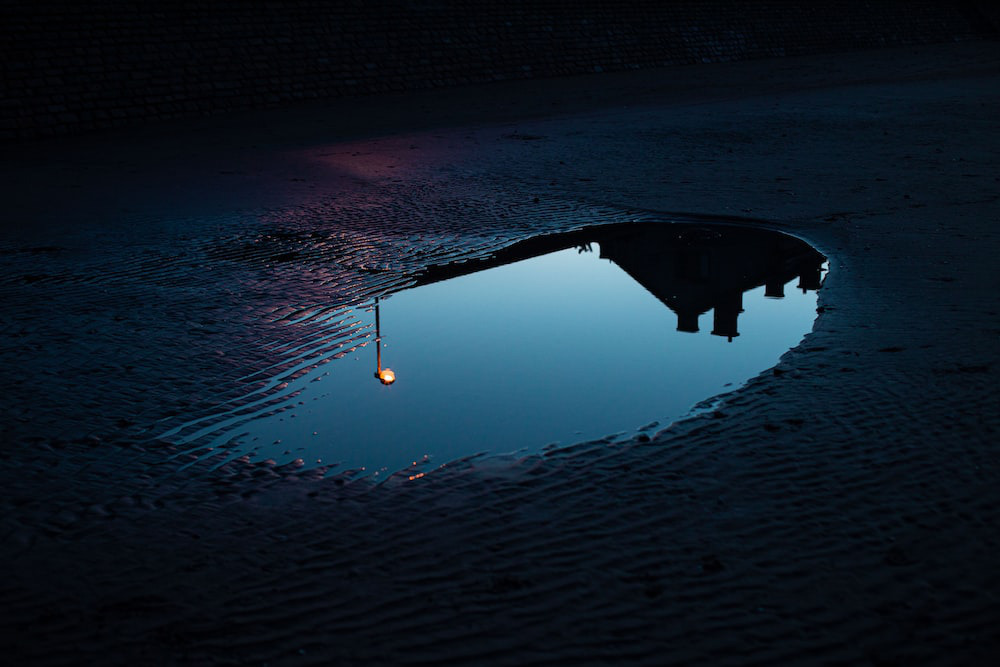 A reflection in a puddle